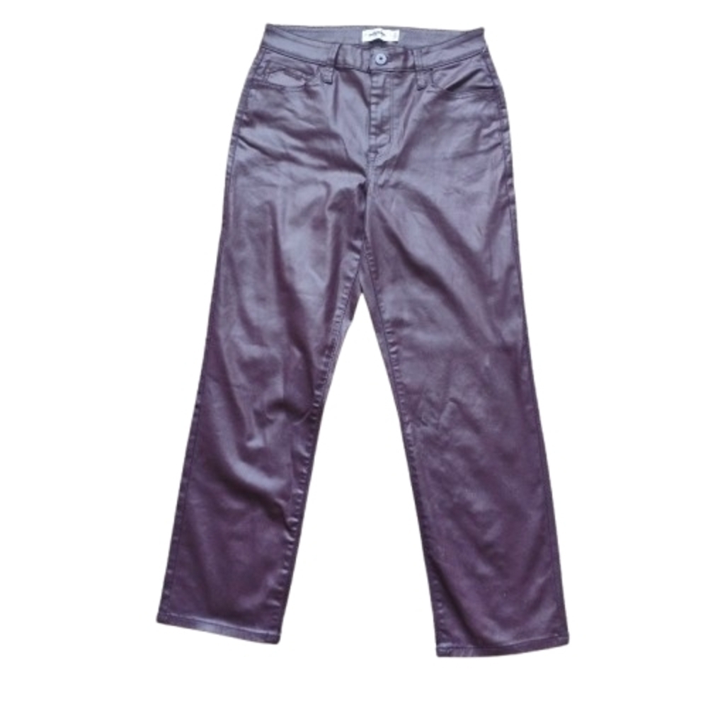 NEW Edgely Waxed  Pants Slim Straight Ankle High-Rise 10 Merlot Burgundy